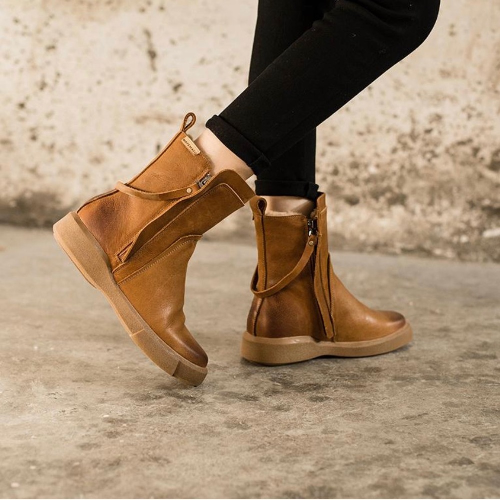 Leather Chelsea Boot ￼ Double Zip Fleece Lined (very warm and comfortable!)